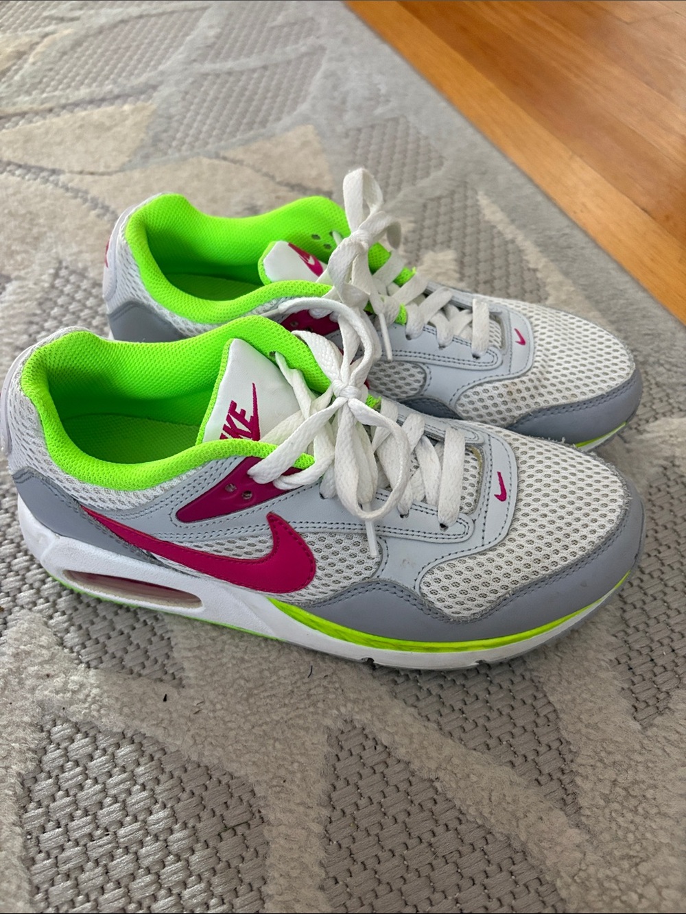 Nike Kids White, Hot Pink & Neon Green Mesh Sneakers